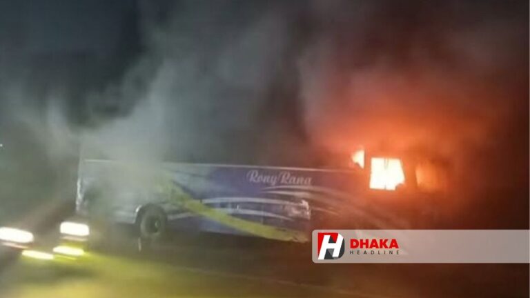 ফেনীর মহিপালে দাঁড়িয়ে থাকা বাসে আগুন, নাশকতার আশঙ্কায় তদন্ত